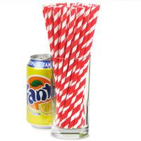 Red & White Striped Paper Straws 8inch (Case of 250)