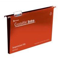 Rexel Crystalfile Extra (Foolscap) Polypropylene Suspension File 30mm (Red) 1 x Pack of 25 Suspension Files