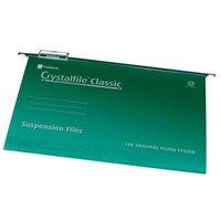 Rexel Crystalfile Classic (A4) Manilla Suspension File V-Base 15mm (Green) 1 x Pack of 50 Suspension Files
