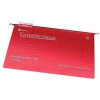 Rexel Crystalfile Classic (Foolscap) Manilla Suspension File V-Base 15mm (Red) - 1 x Pack of 50 Suspension Files