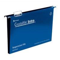 Rexel Crystalfile Extra (Foolscap) Polypropylene Suspension File 30mm (Blue) - 1 x Pack of 25 Suspension Files