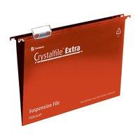 Rexel Crystalfile Extra (Foolscap) Polypropylene Suspension File 15mm (Red) 1 x Pack of 25 Suspension Files