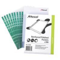Rexel (A4) Reinforced Top Opening Pocket Crystal Clear - 1 x Pack of 100 Pockets