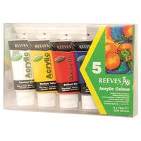 reeves 75ml acrylic tube set pack of 5