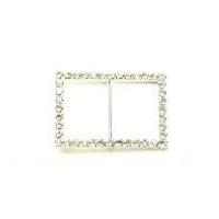 rectangle diamante buckle 29mm x 42mm silver