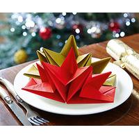 Ready Folded Napkins (2 - SAVE £2), Red and Gold, Paper