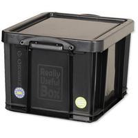 Really Useful (35L) Recycled Plastic Stackable Storage Box (Black) with Lid and Clip Lock Handles