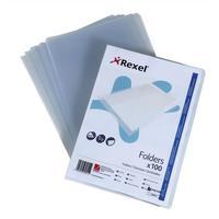rexel superfine a4 cut flush folders clear 1 x pack of 100 folders