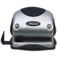 rexel p215 light duty 2 hole punch capacity 15 sheets silverblack