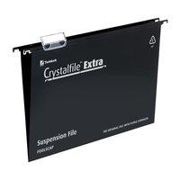 Rexel Crystalfile Extra (Foolscap) Polypropylene Suspension File 15mm Black) - 1 x Pack of 25 Suspension Files