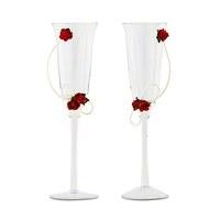 red rose personalised wedding champagne glasses