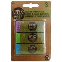 recycled rubber erasers with sleeves 3 pack assorted colours