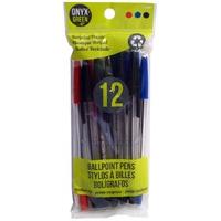 Recycled Medium Ballpoint Pens - 12 Pack - Assorted Coloured Ink
