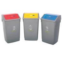 Recycle Bin Kit 3 x 60L Bins with Colour Coded Lids Flip Top 505576