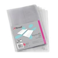 Rexel Nyrex A4 Twin Wallet Clear 1 x Pack of 25 Wallets 12195