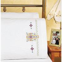 Religious Cross Pillowcase Pair - Stamped Cross Stitch 230345