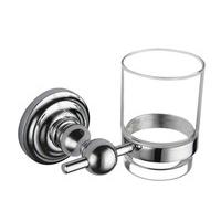 Regent Traditional Style Chrome Toothbrush Holder with Frosted Glass Beaker