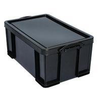 Really Useful 64L Recycled Plastic Stackable Storage Box Black with