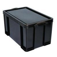 Really Useful 84L Recycled Plastic Stackable Storage Box Black with