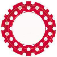 Red Polka 9in Paper Party Plates