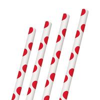 Red Polka Party Paper Straws