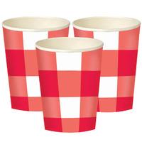 Red Gingham Paper Cups