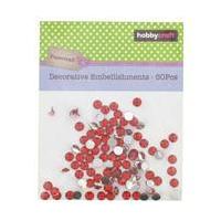 Red Round Gem Embellishments 100 Pack