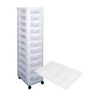 Really Useful Clear Storage Tower and Compartment Tray Bundle