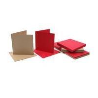Red and Kraft Cards and Envelopes 6 x 6 Inches 40 Pack