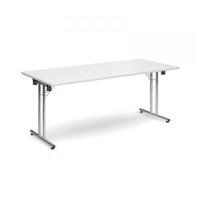Rectangular folding leg flexi table, 1800mm wide in white.
