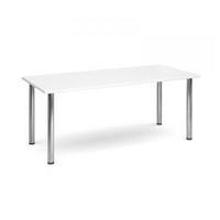 Rectangular flexi table with chrome legs, 1800mm wide in white