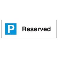 reserved parking sign aluminium 200mm x 600mm