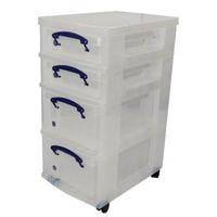 Really Useful Mobile Storage Unit With Removable Boxes Clear St2X94X9C