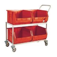 Red Mobile Storage Trolley cw 4 Bins 321297