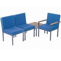 Reception Chair No Arms Steel Frame -Blue