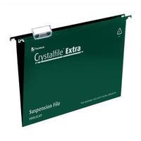 rexel crystalfile extra foolscapsuspension file 15mm green 1 x pack of