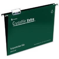 rexel crystalfile extra suspension foolscap file green pack of 25