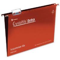 rexel crystalfile extra suspension foolscap file red pack of 25 70629