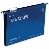 Rexel Crystalfile Extra 30mm Suspension File Blue Foolscap Pack of 25