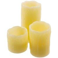 real wax set of 3 large flickering flameless candles battery operated  ...