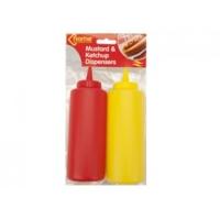 red yellow ketchup mustard sauce bottles