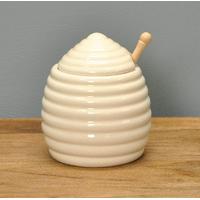 Retro White Ceramic Honey Pot And Dipper by Fallen Fruits
