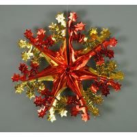 Red and Gold Christmas Foil Hanging Snowflake Decoration (Set of 3) by Premier