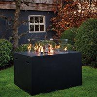 rectangle cocoon gas fire pit in black