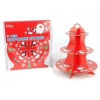Red Christmas Character 3 Tier Cupcake Stand