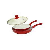 Red Ceramic Frying Pan Set