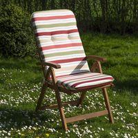 Recliner cushion 120 x 50 x 6cm in burgundy and green stripes