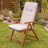 recliner cushion 120 x 50 x 6cm in navy blue and beige check