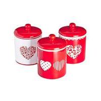 Red Folk Set of 3 Canisters