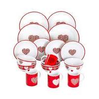 Red Folk 16-Piece Dinnerset